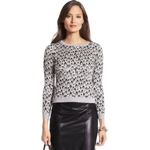 Diane Von Furstenburg DVF | Leopard Dance Wool Sweater | Metallic Jacquard | L